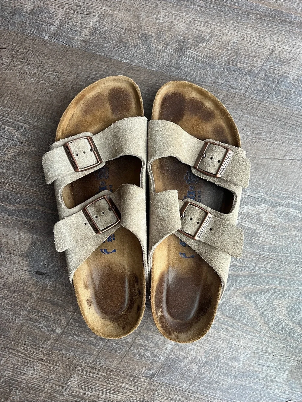 Birkenstock Arizona Suede Double Strap Sandals in Taupe